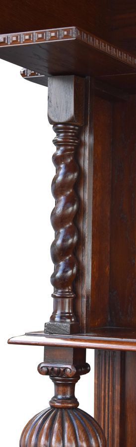 Antique 20th Century English Jacobean Style Carved Oak Bar