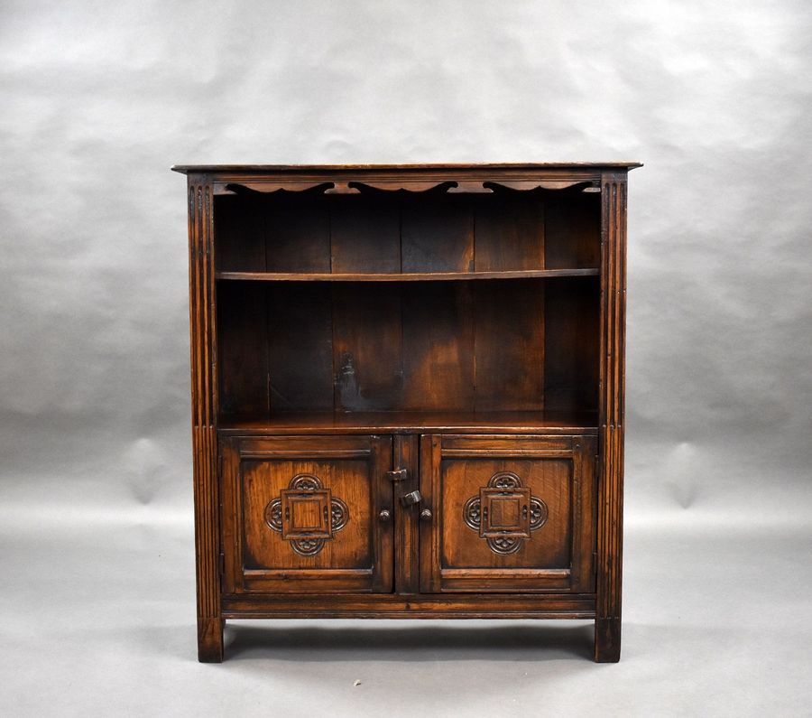 Antique Carved Oak Bookcase/Cabinet