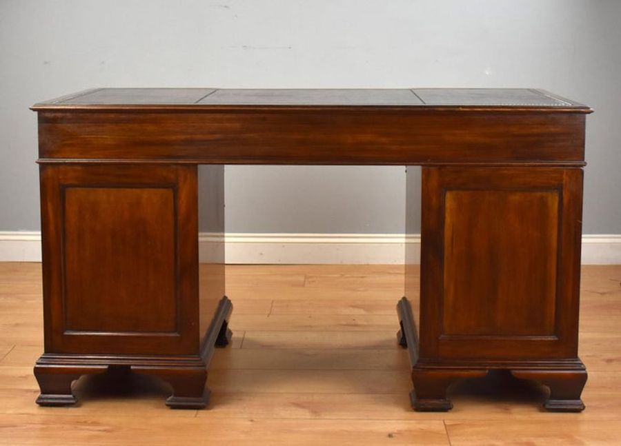 Antique 19th Century English Chippendale Style Pedestal Desk