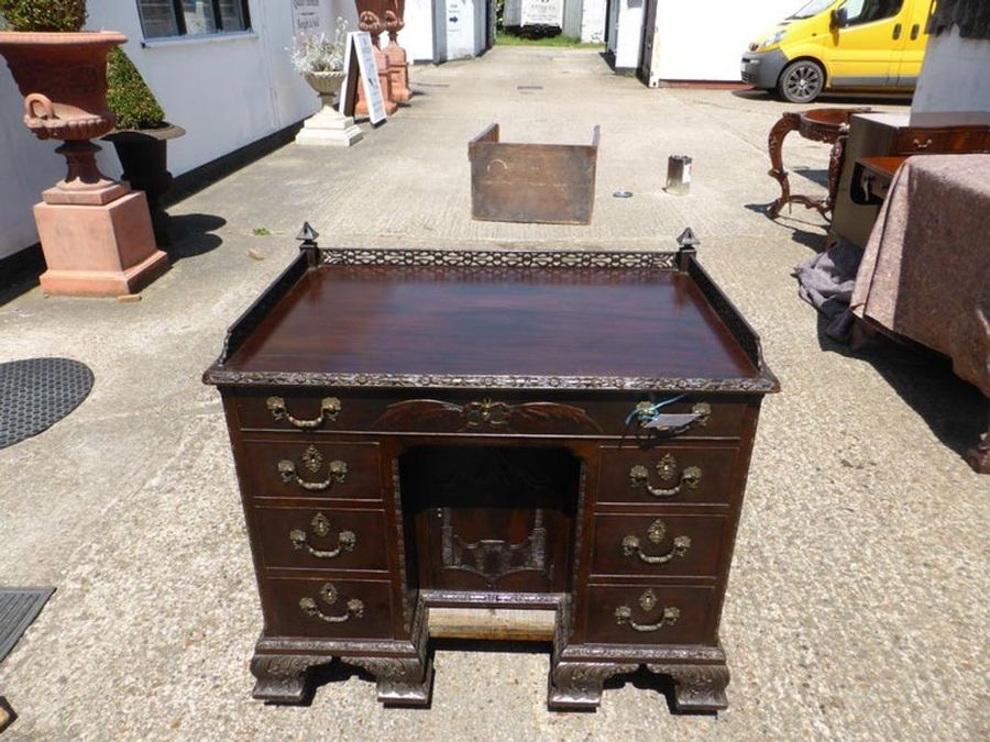 Antique 19th Century Mahogany Chinese Chippendale Desk