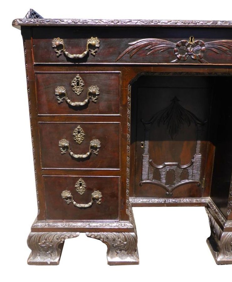 Antique 19th Century Mahogany Chinese Chippendale Desk
