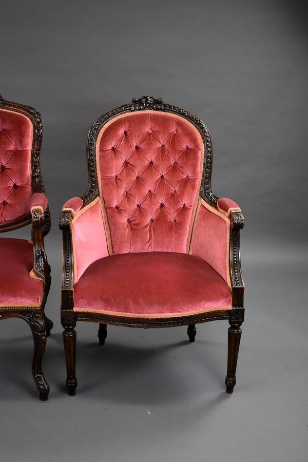 Antique French Style Mahogany Boudoir Chairs