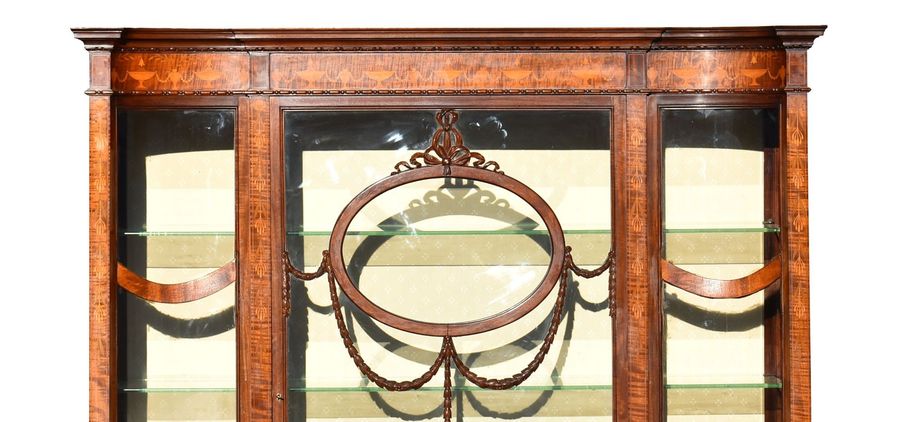 Antique Edwardian Mahogany Inlaid Display Cabinet
