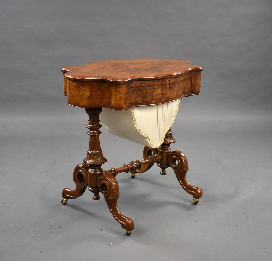 Victorian Burr Walnut Work/Writing Table