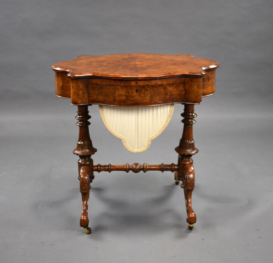 Antique Victorian Burr Walnut Work/Writing Table
