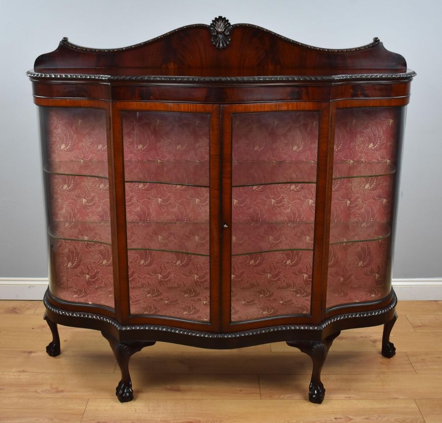 Antique Edwardian Mahogany Serpentine Cabinet
