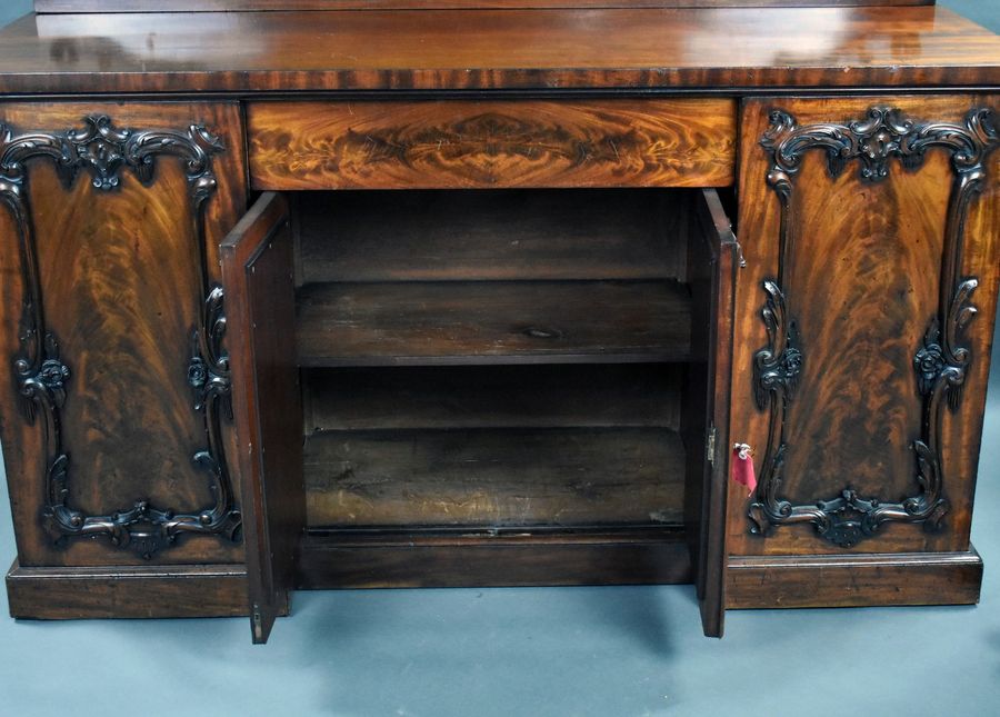 Antique Victorian Flame Mahogany Sideboard