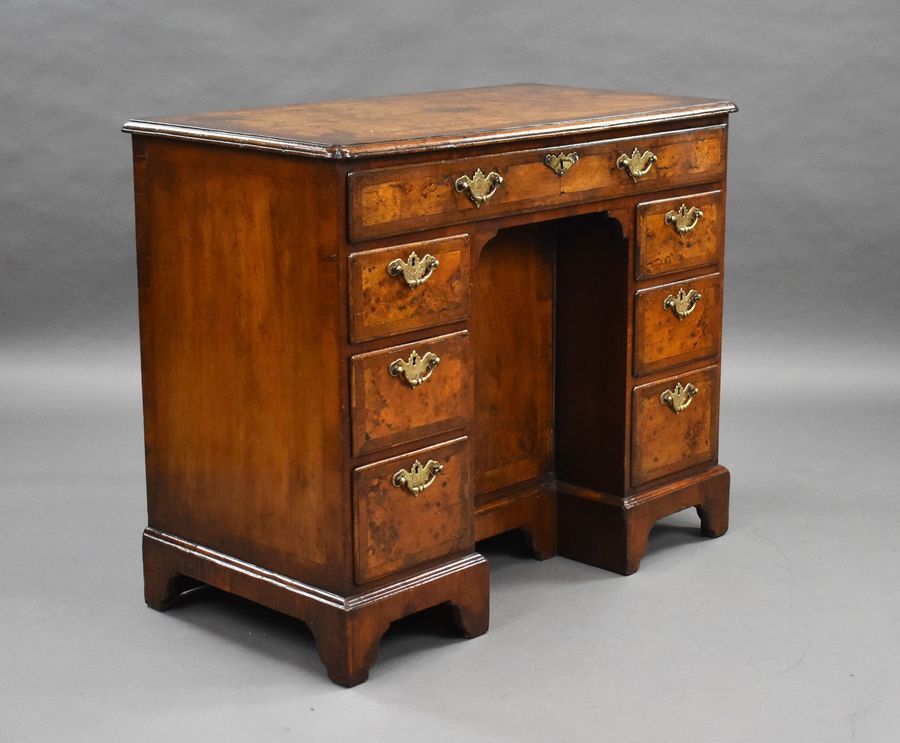 Antique Burr Walnut Kneehole Desk