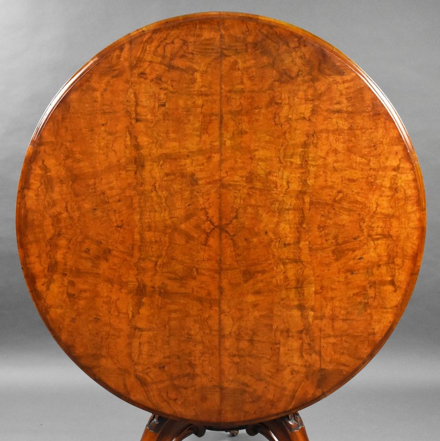 Antique Victorian Burr Walnut Round Breakfast Table