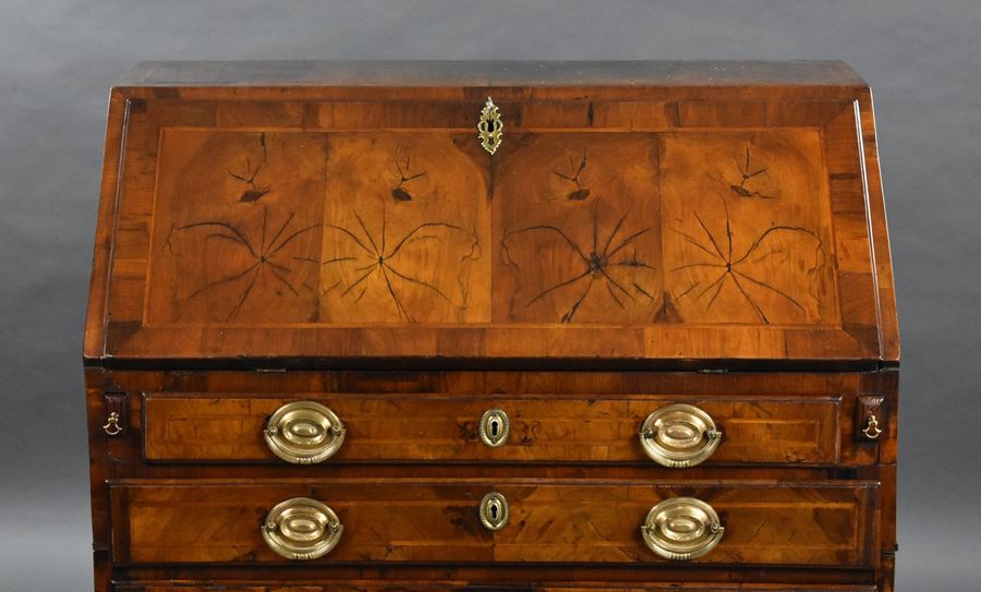 Antique George II Walnut & Oyster Veneer Bureau