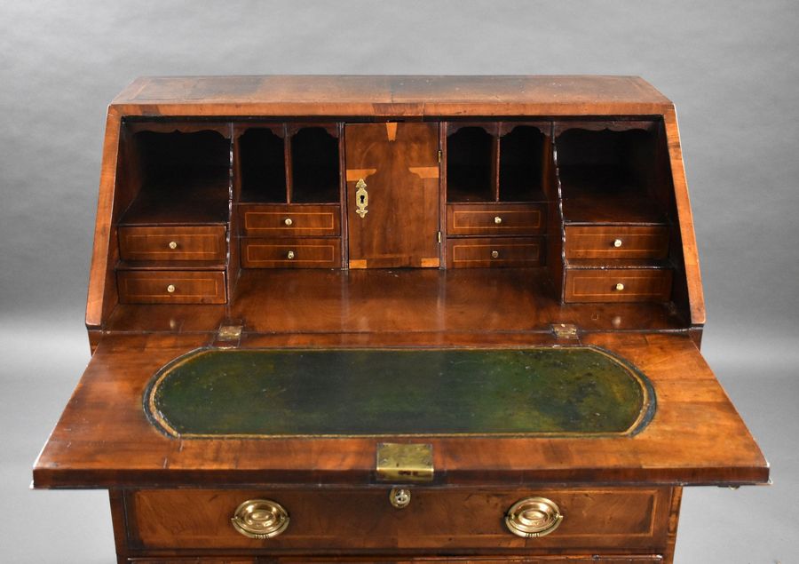 Antique George II Walnut & Oyster Veneer Bureau