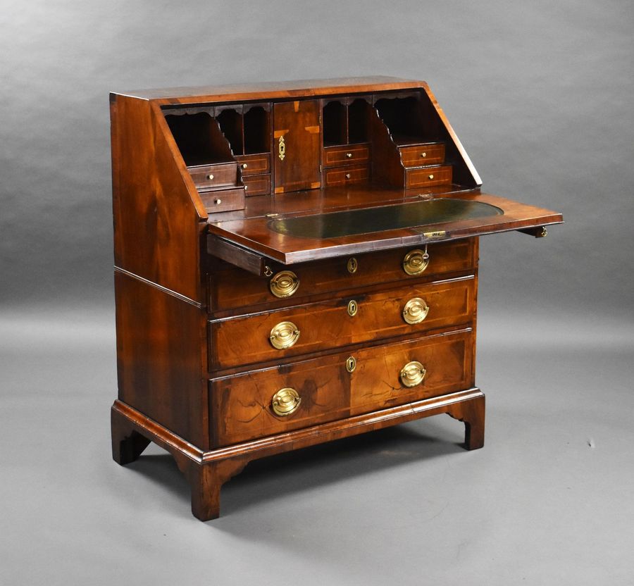 Antique George II Walnut & Oyster Veneer Bureau