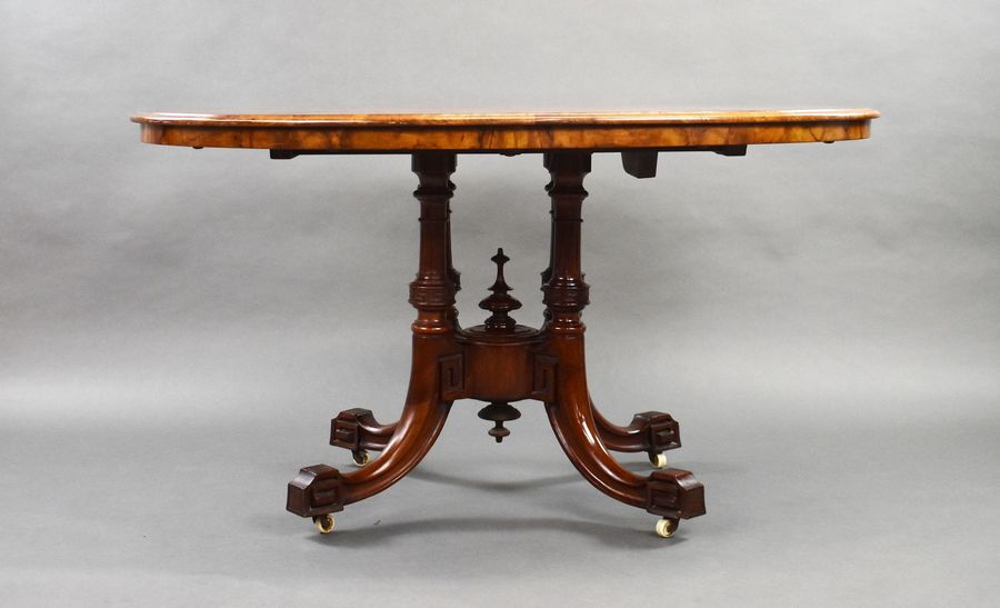 Antique Victorian Burr Walnut Oval Loo Table