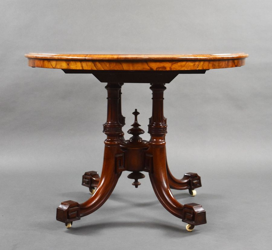 Antique Victorian Burr Walnut Oval Loo Table