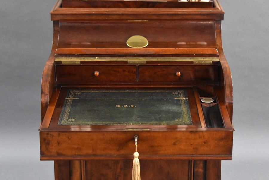 Antique Victorian Mahogany Piano Top Pop Up Davenport