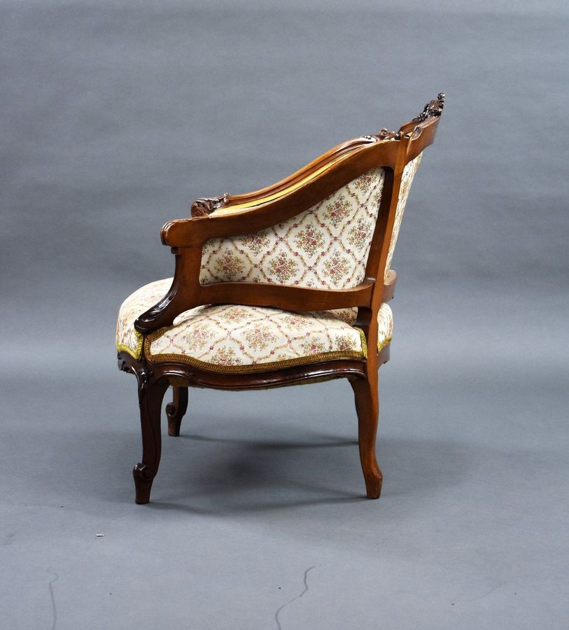 Antique Set Three French Walnut Tub Chairs