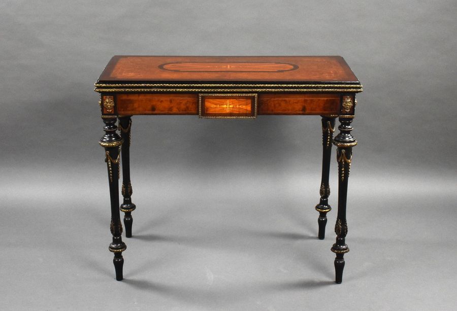 Antique Victorian Burr Walnut Inlaid Card Table