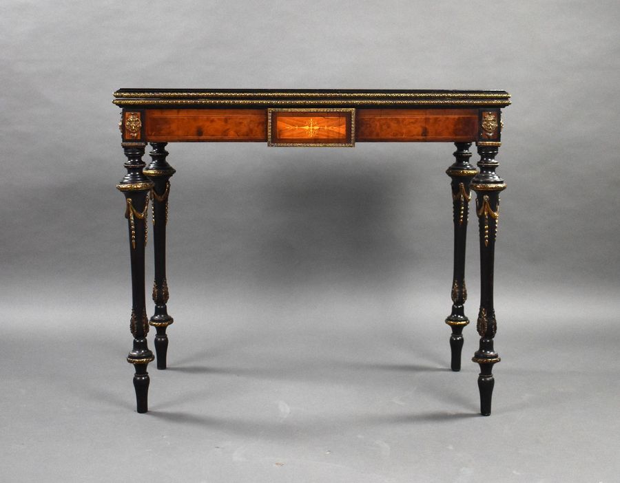 Antique Victorian Burr Walnut Inlaid Card Table