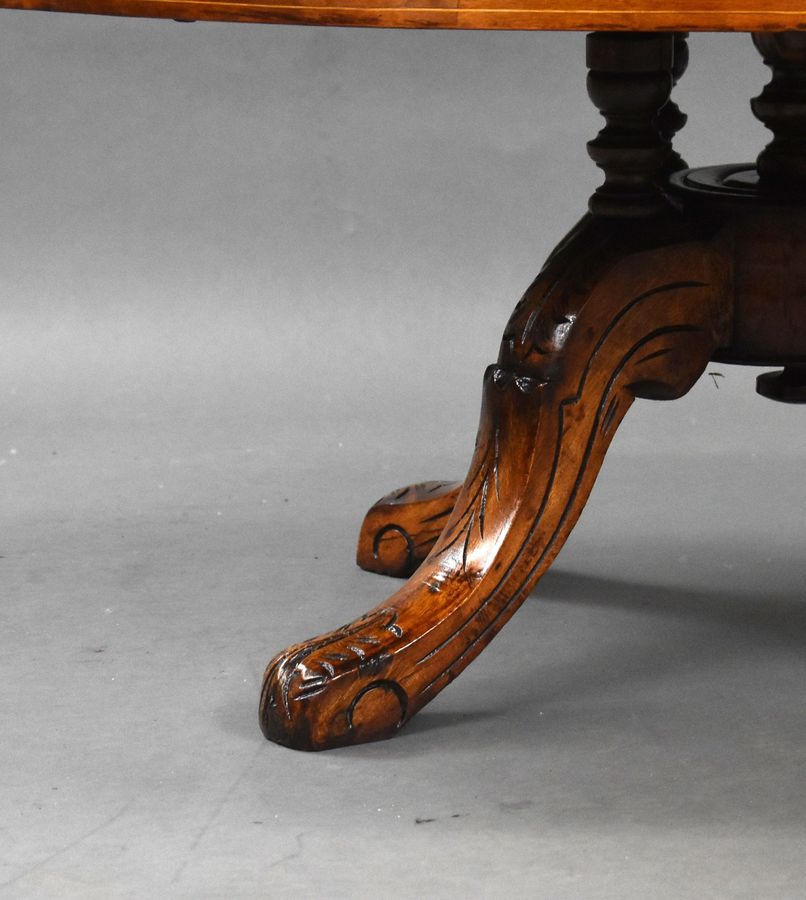 Antique Victorian Inlaid Walnut Oval Coffee Table