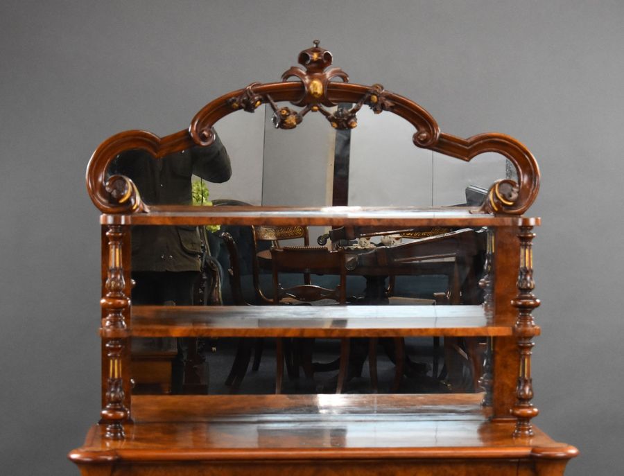 Antique Victorian Burr Walnut Chiffonier Cabinet