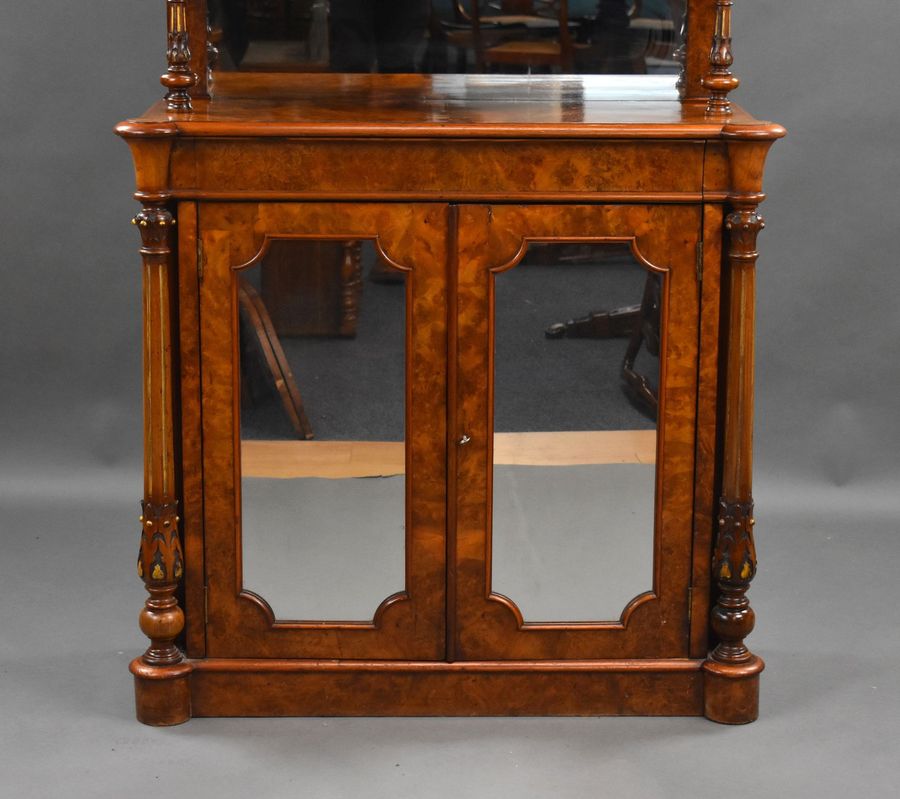 Antique Victorian Burr Walnut Chiffonier Cabinet