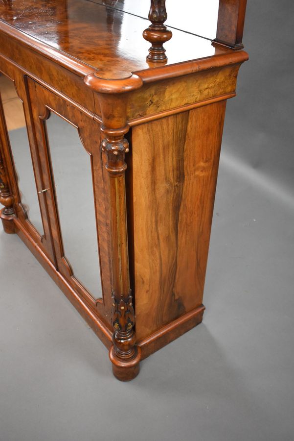 Antique Victorian Burr Walnut Chiffonier Cabinet