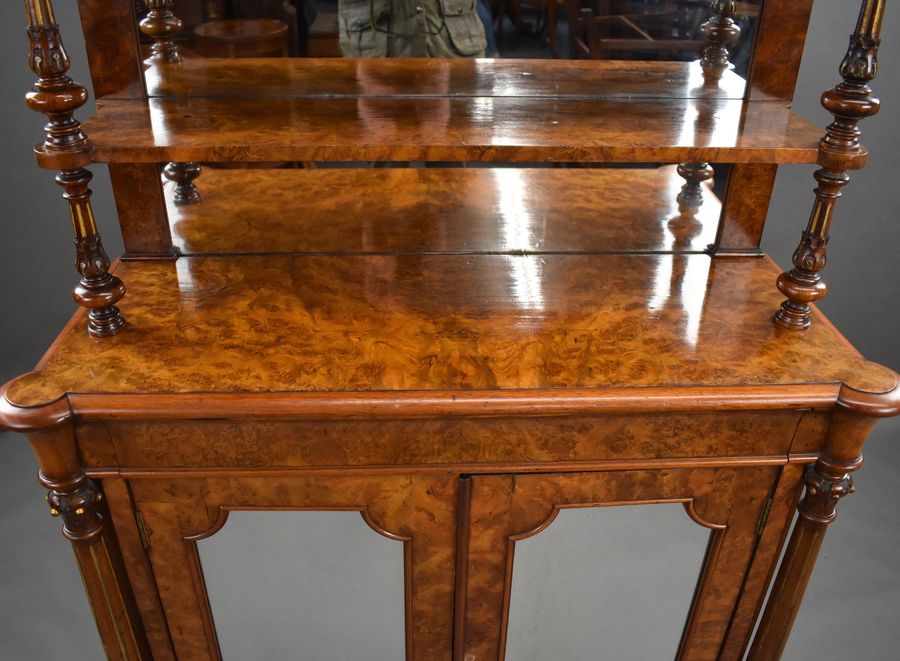 Antique Victorian Burr Walnut Chiffonier Cabinet