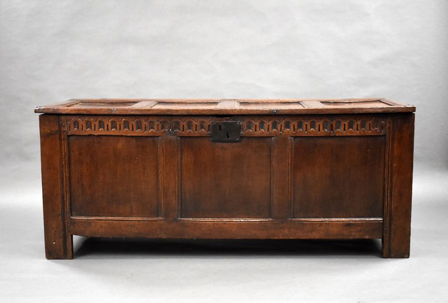 Antique 18th Century Carved Oak Coffer