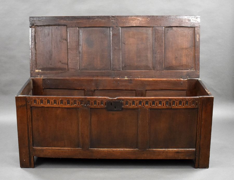 Antique 18th Century Carved Oak Coffer