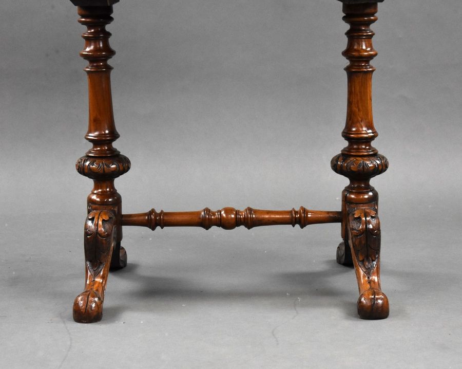 Antique Victorian Burr Walnut Inlaid Games Table