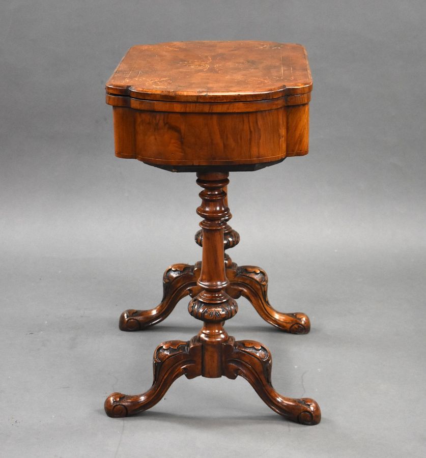 Antique Victorian Burr Walnut Inlaid Games Table