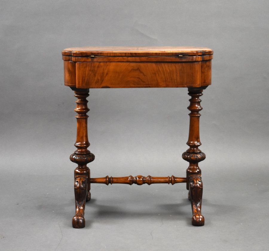 Antique Victorian Burr Walnut Inlaid Games Table