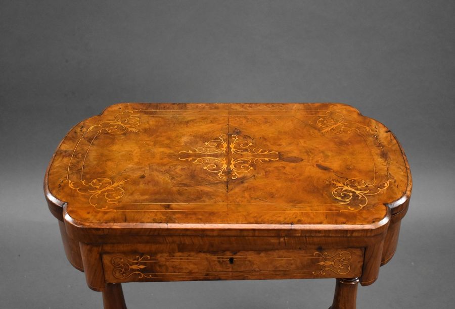 Antique Victorian Burr Walnut Inlaid Games Table