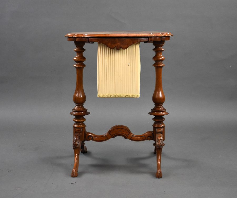 Antique Victorian Burr Walnut Work Table