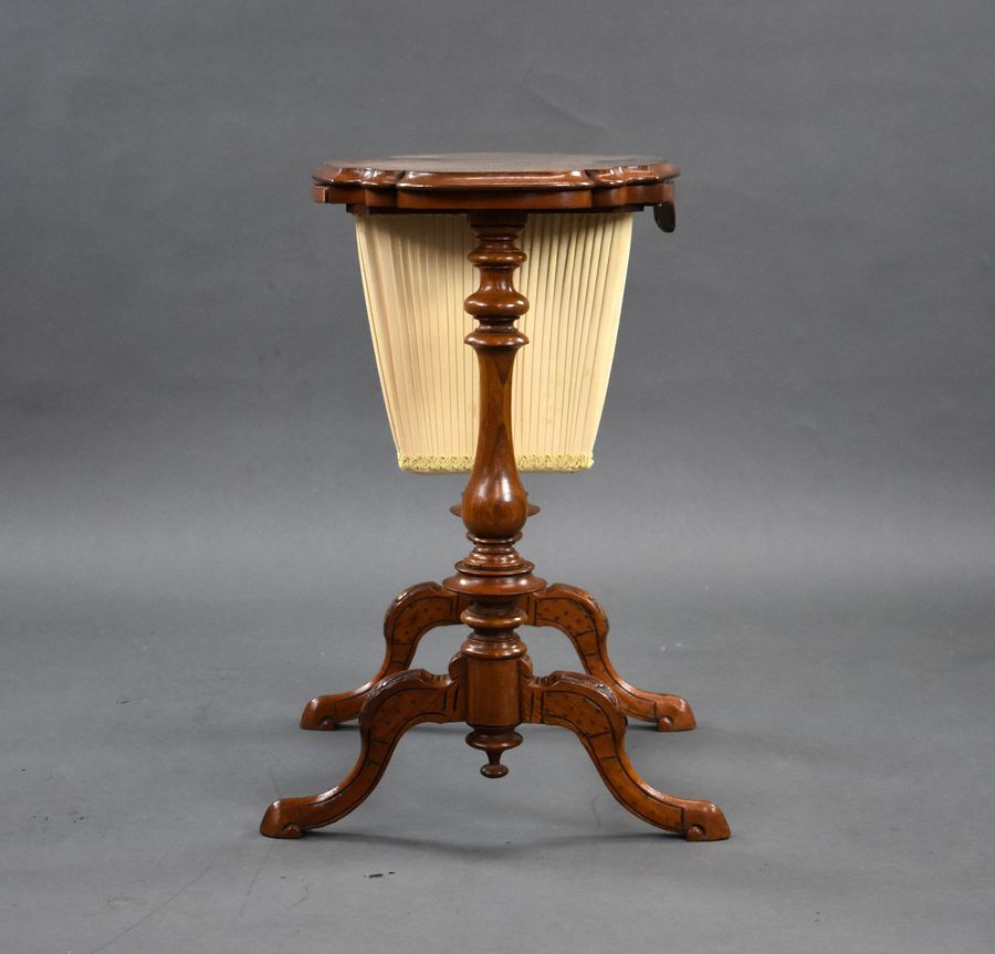 Antique Victorian Burr Walnut Work Table