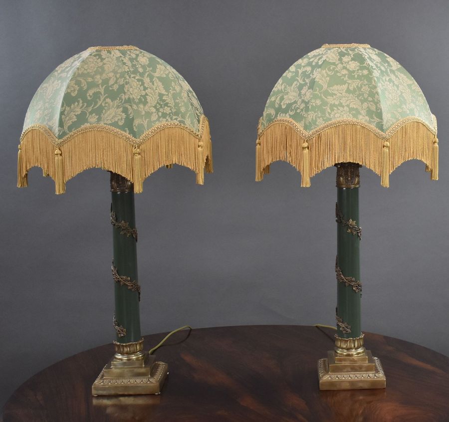 Antique Pair Good Quality Empire Style Lamps standing height with shade 85cm