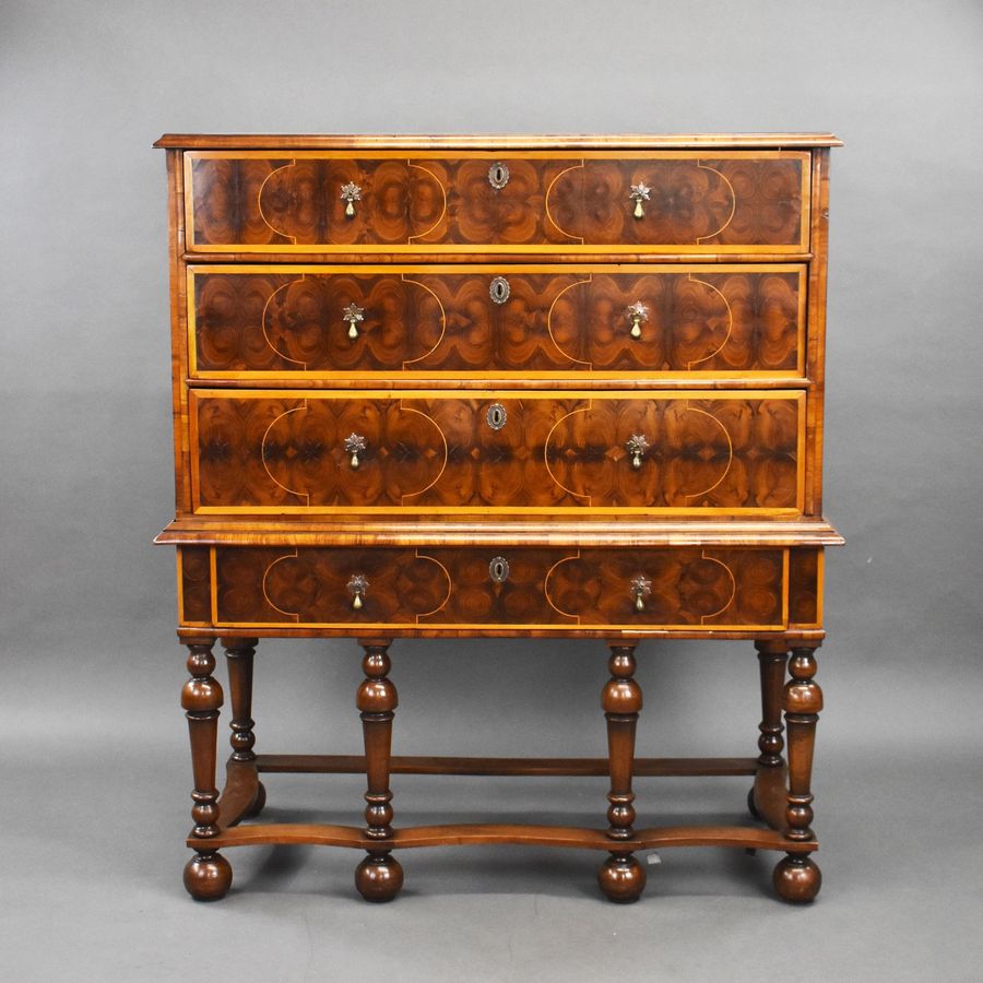 William & Mary Oyster Veneer Chest on Stand