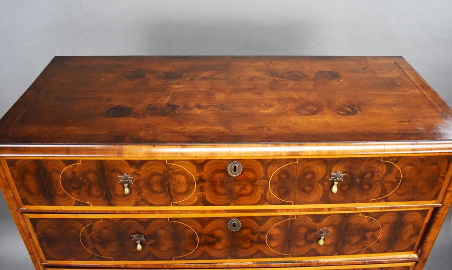 Antique William & Mary Oyster Veneer Chest on Stand