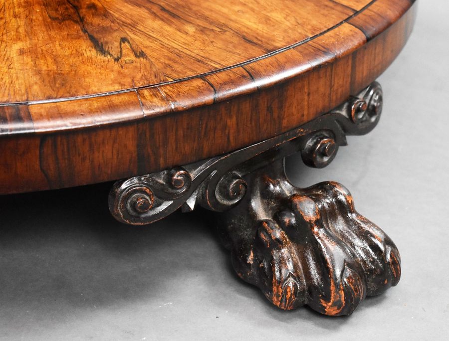 Antique Early Victorian Circular Rosewood Breakfast Table