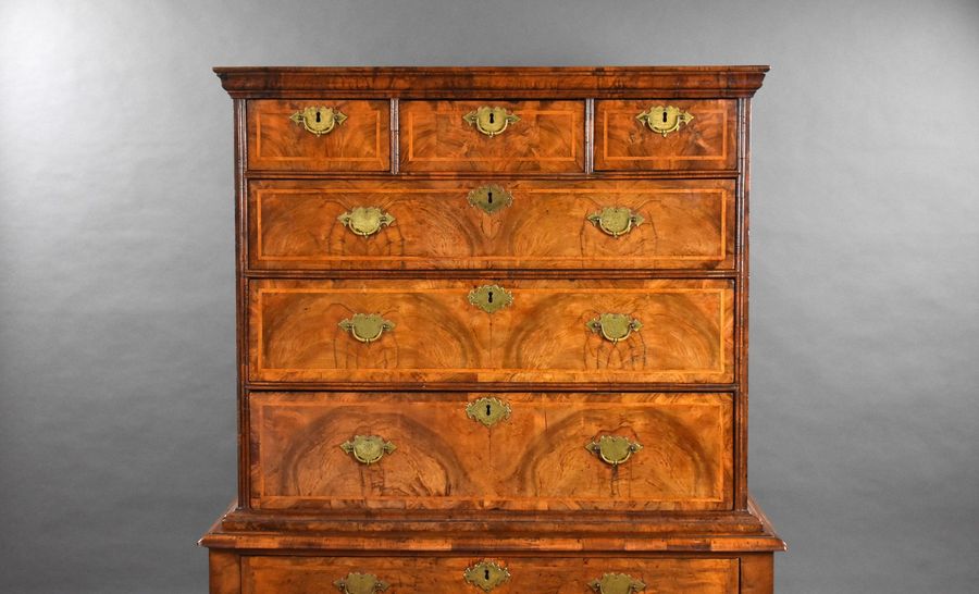 Antique George I Figured Walnut Chest on Stand