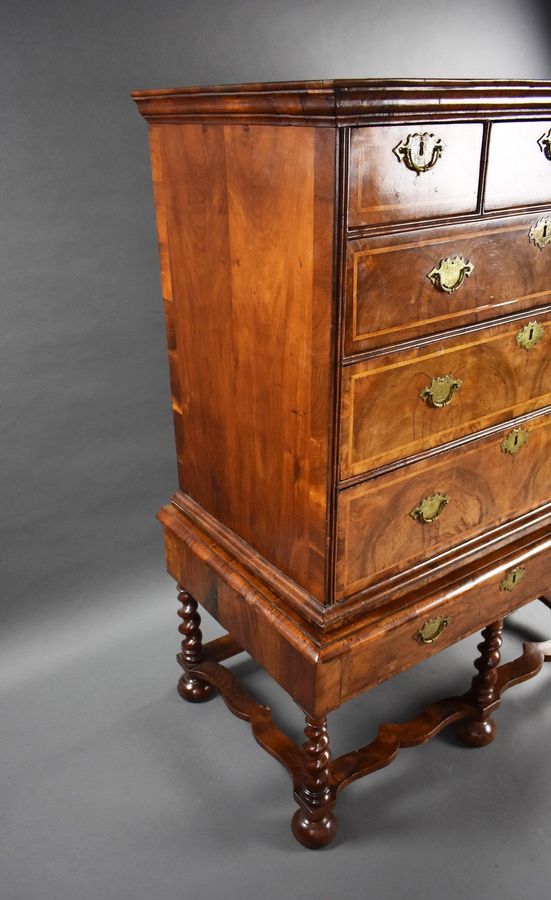 Antique George I Figured Walnut Chest on Stand