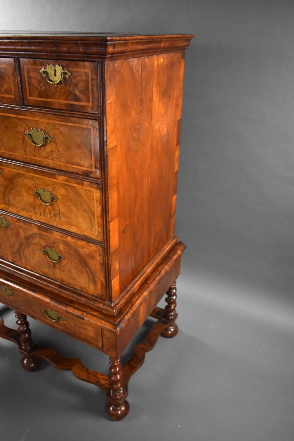 Antique George I Figured Walnut Chest on Stand