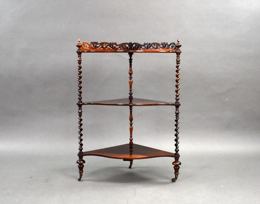 Antique Victorian Rosewood Corner Whatnot