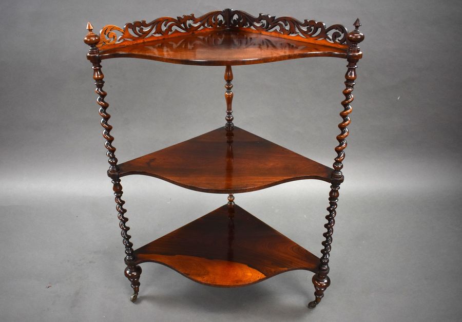 Antique Victorian Rosewood Corner Whatnot