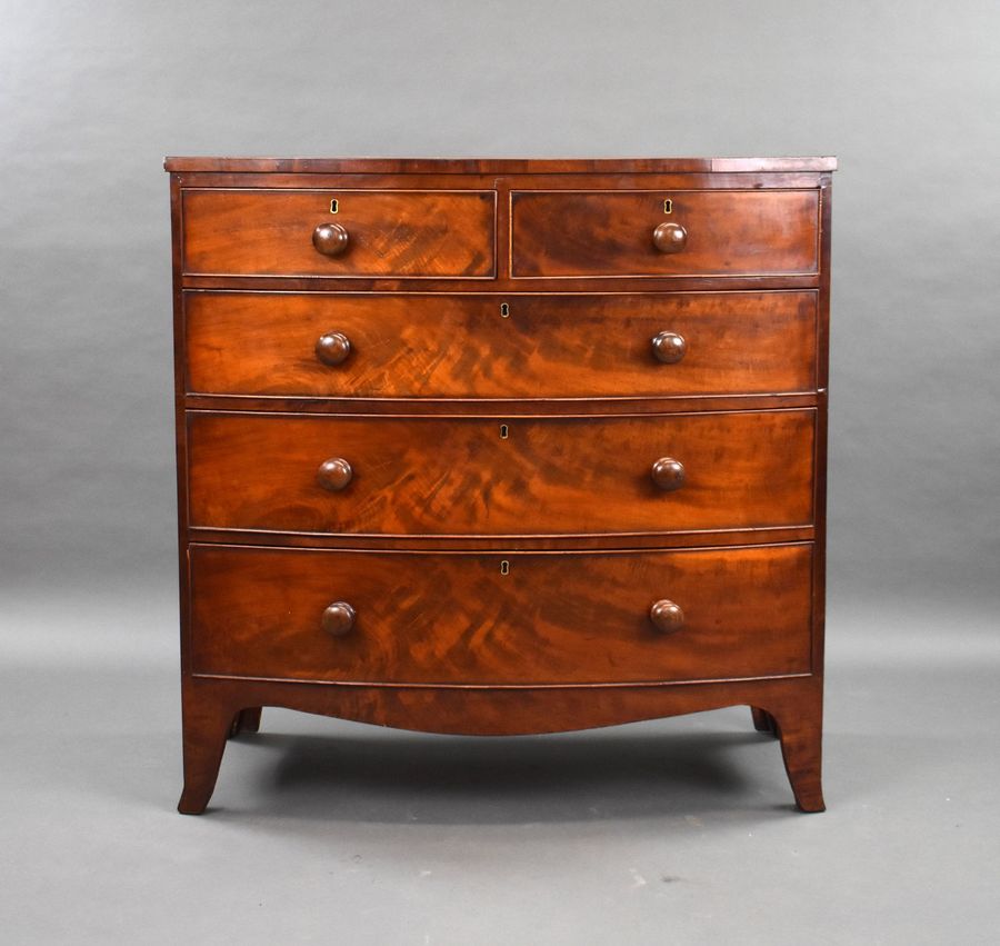 Antique Regency Mahogany Bow Front Chest of Drawers