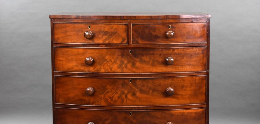 Antique Regency Mahogany Bow Front Chest of Drawers