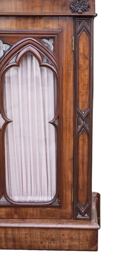 Antique Victorian Mahogany Gothic Revival Puginstic Breakfront Bookcase