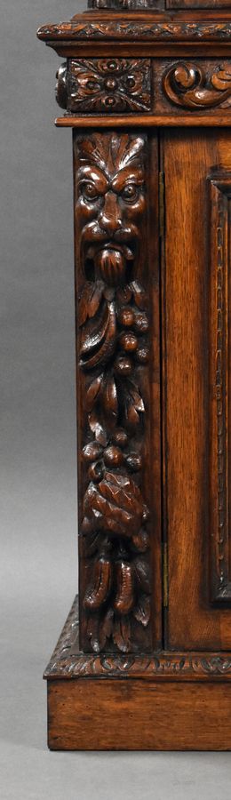 Antique 19th Century Carved Oak Bookcase