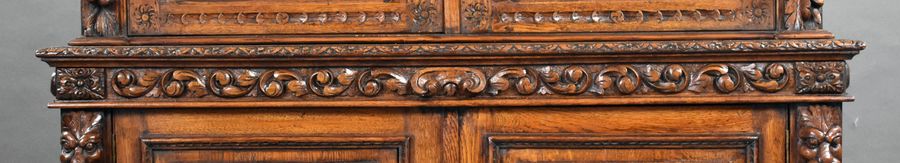 Antique 19th Century Carved Oak Bookcase