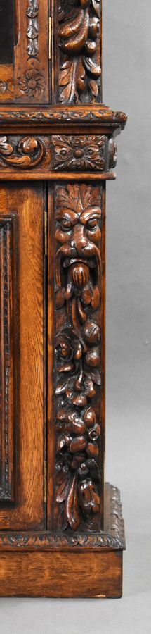 Antique 19th Century Carved Oak Bookcase